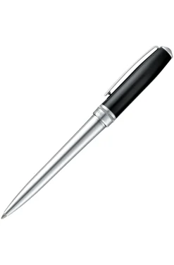 Black-lacquered and chrome-plated ballpoint pen in brass