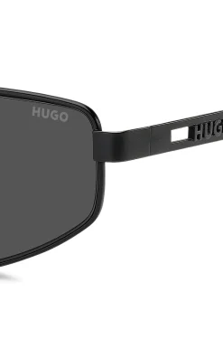 Black-metal sunglasses with cut-out logo