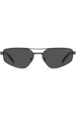 Black-metal sunglasses with cut-out logo