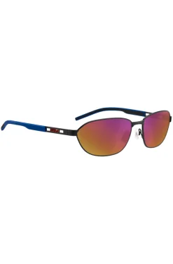 Black-metal sunglasses with cut-out logo