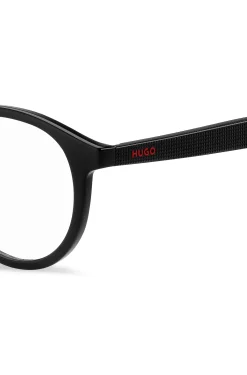 Black optical frames with clip-on shaded lenses