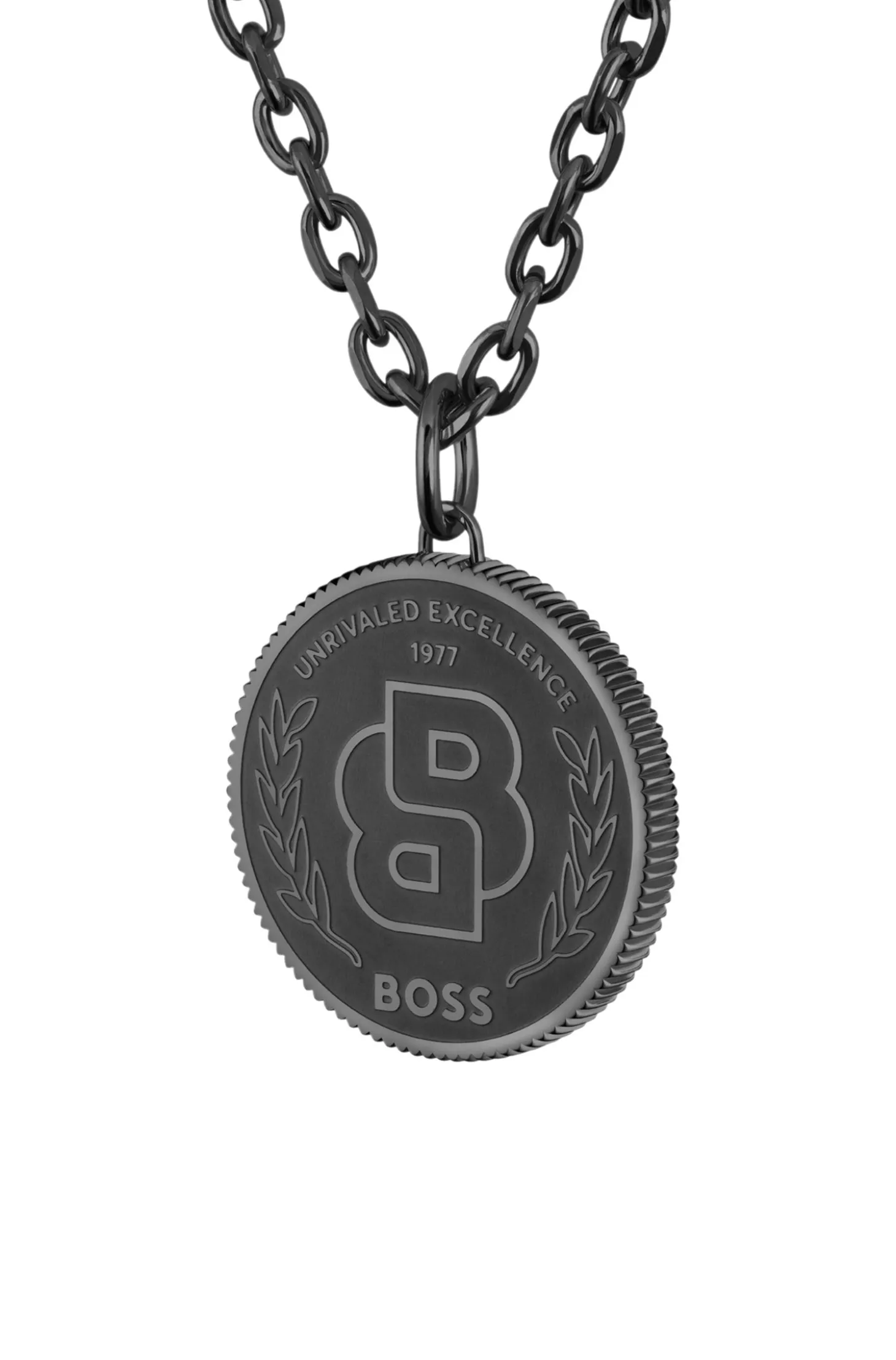 Black-plated necklace with Double B monogram medallion