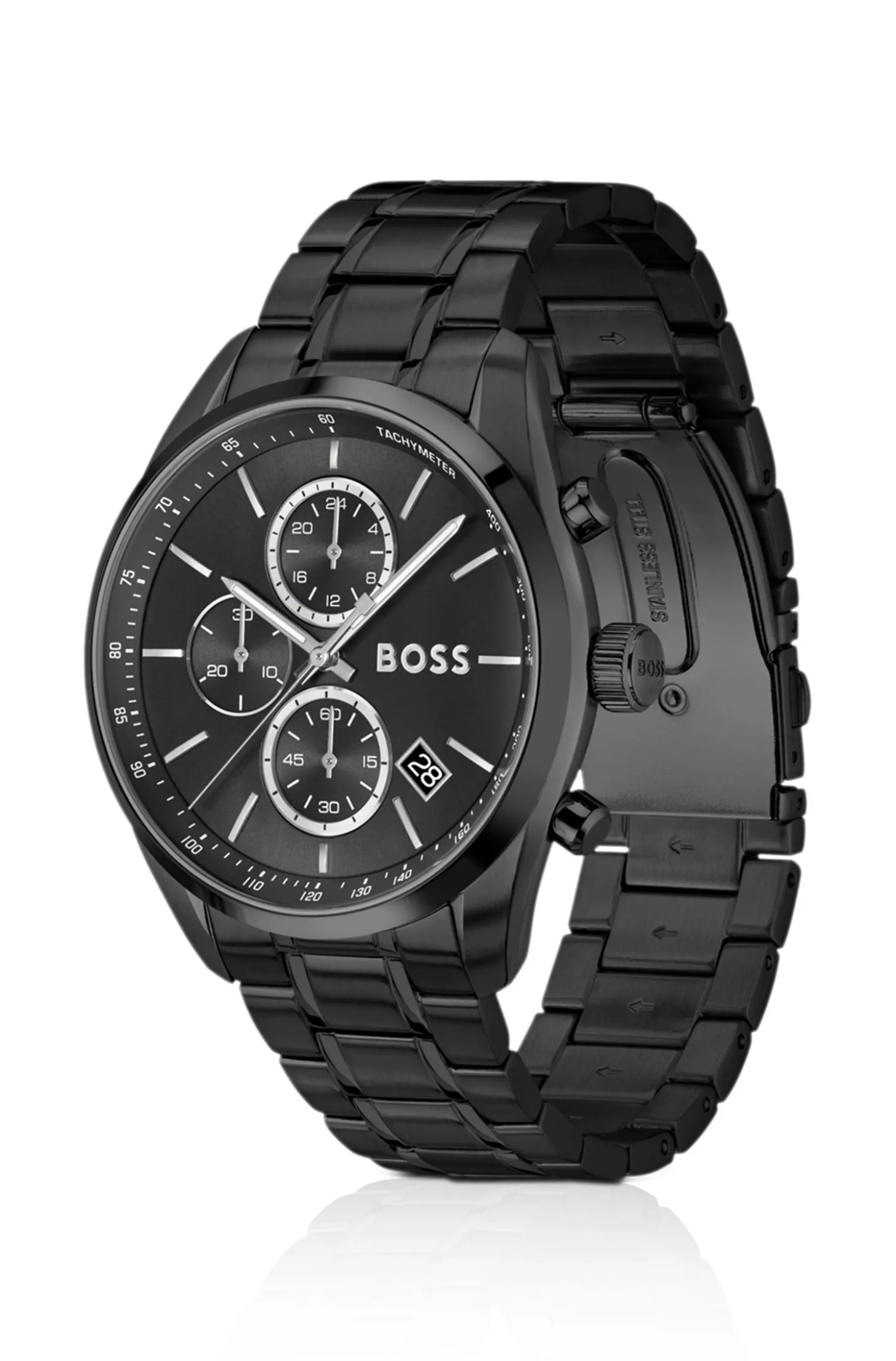 Black-plated watch with tonal dial