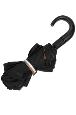 Black pocket umbrella with camel interior