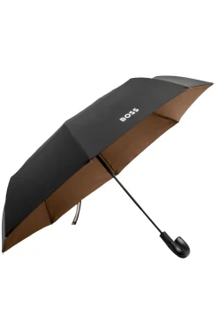 Black pocket umbrella with camel interior