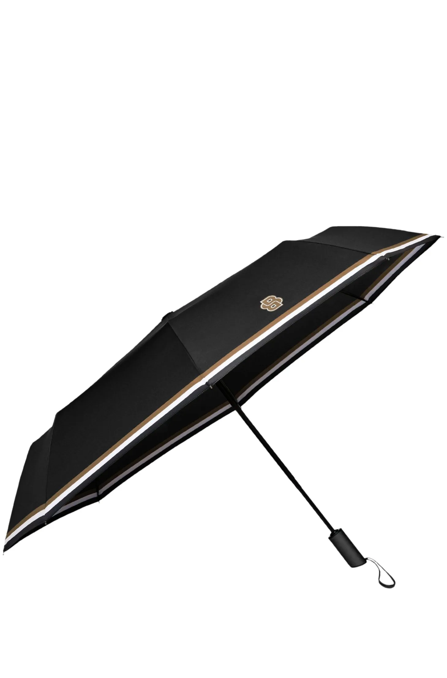 Black pocket umbrella with Double B and signature stripes