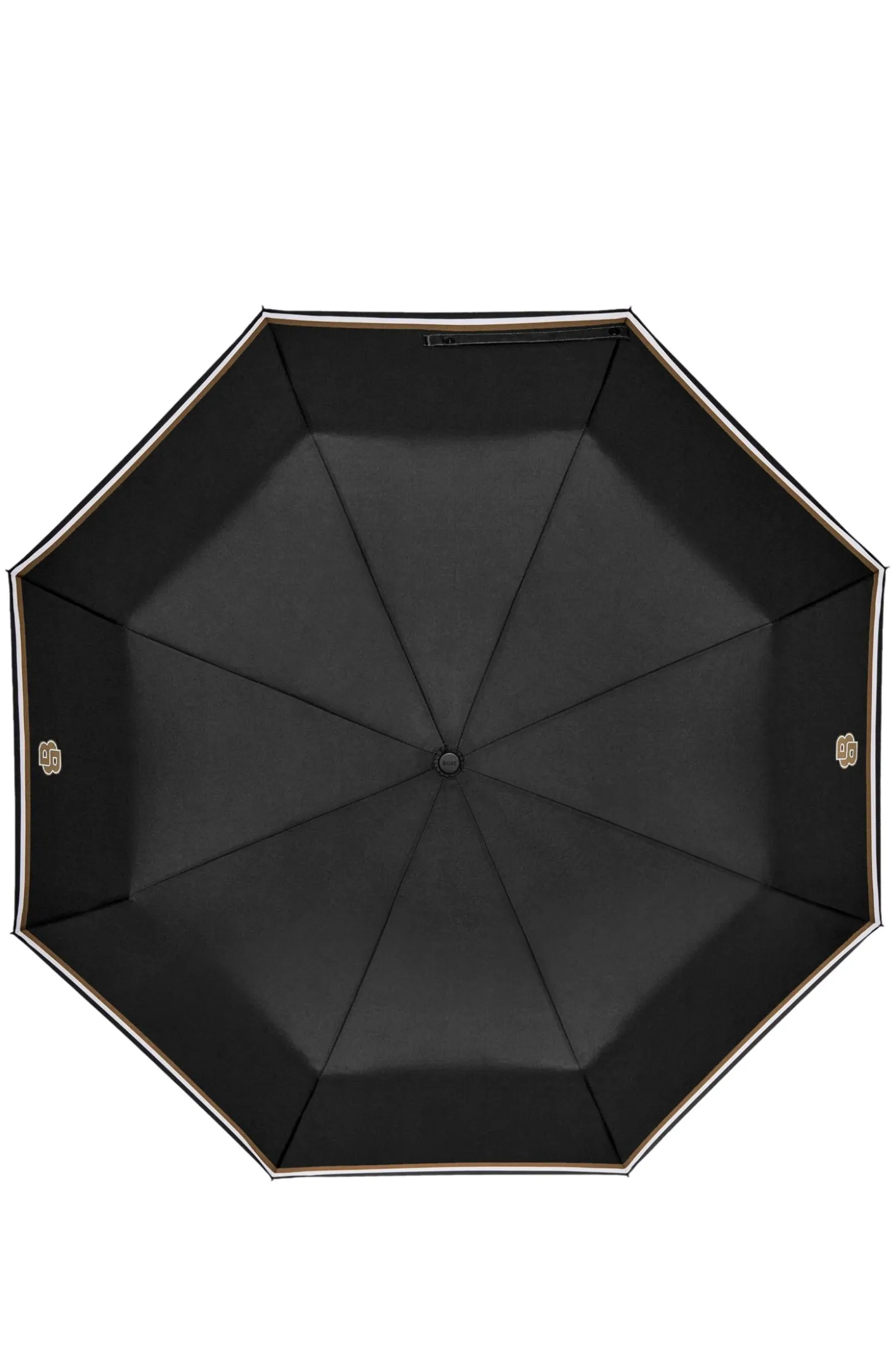 Black pocket umbrella with Double B and signature stripes