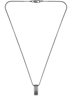 Black stainless-steel necklace with stripe-effect pendant