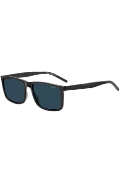 Black sunglasses with blue shaded lenses