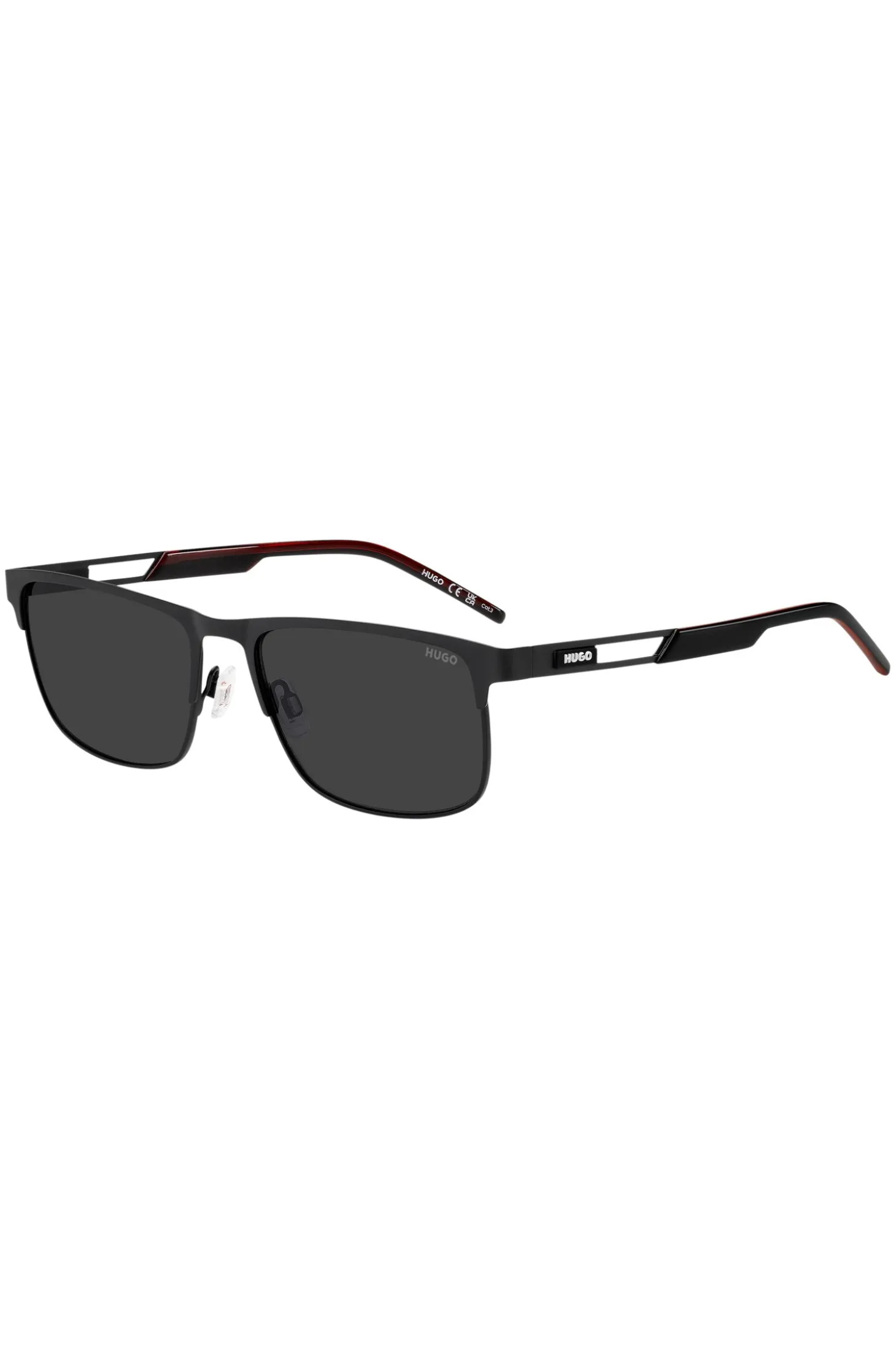 Black sunglasses with rubber logo