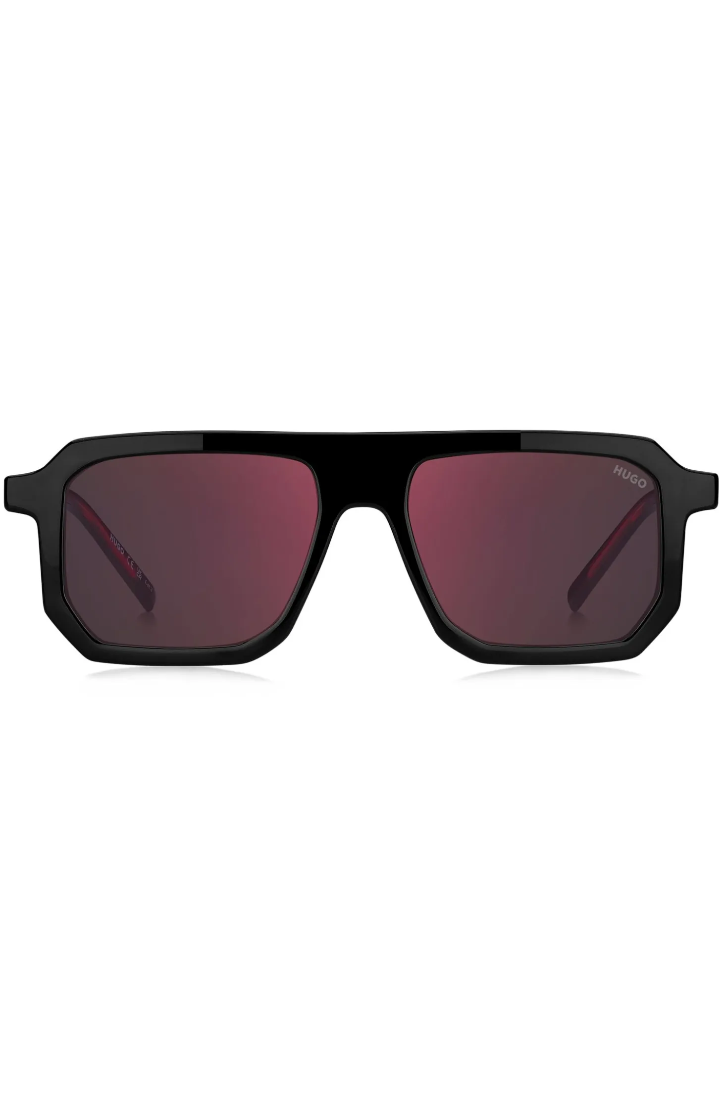 Black sunglasses with signature red accents