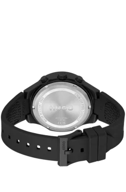 Black watch with silicone logo strap