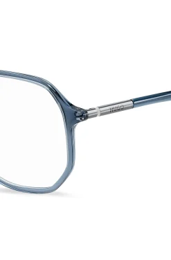 Blue-acetate optical frames with tubular temples