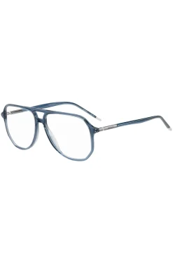 Blue-acetate optical frames with tubular temples