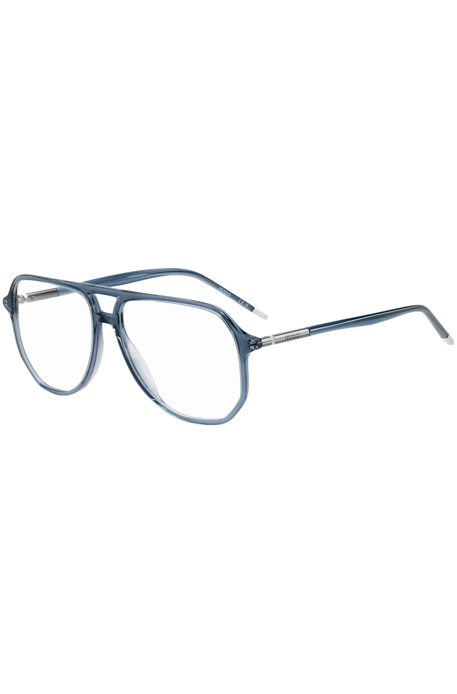 Blue-acetate optical frames with tubular temples
