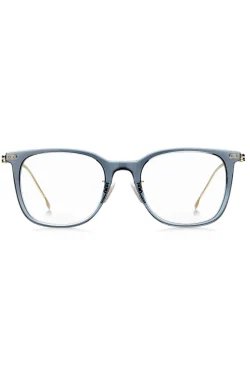 Blue-acetate optical frames with gold-tone temples