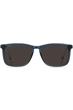 Blue-acetate sunglasses with rubber temples
