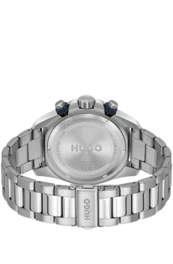Blue-dial watch with link bracelet