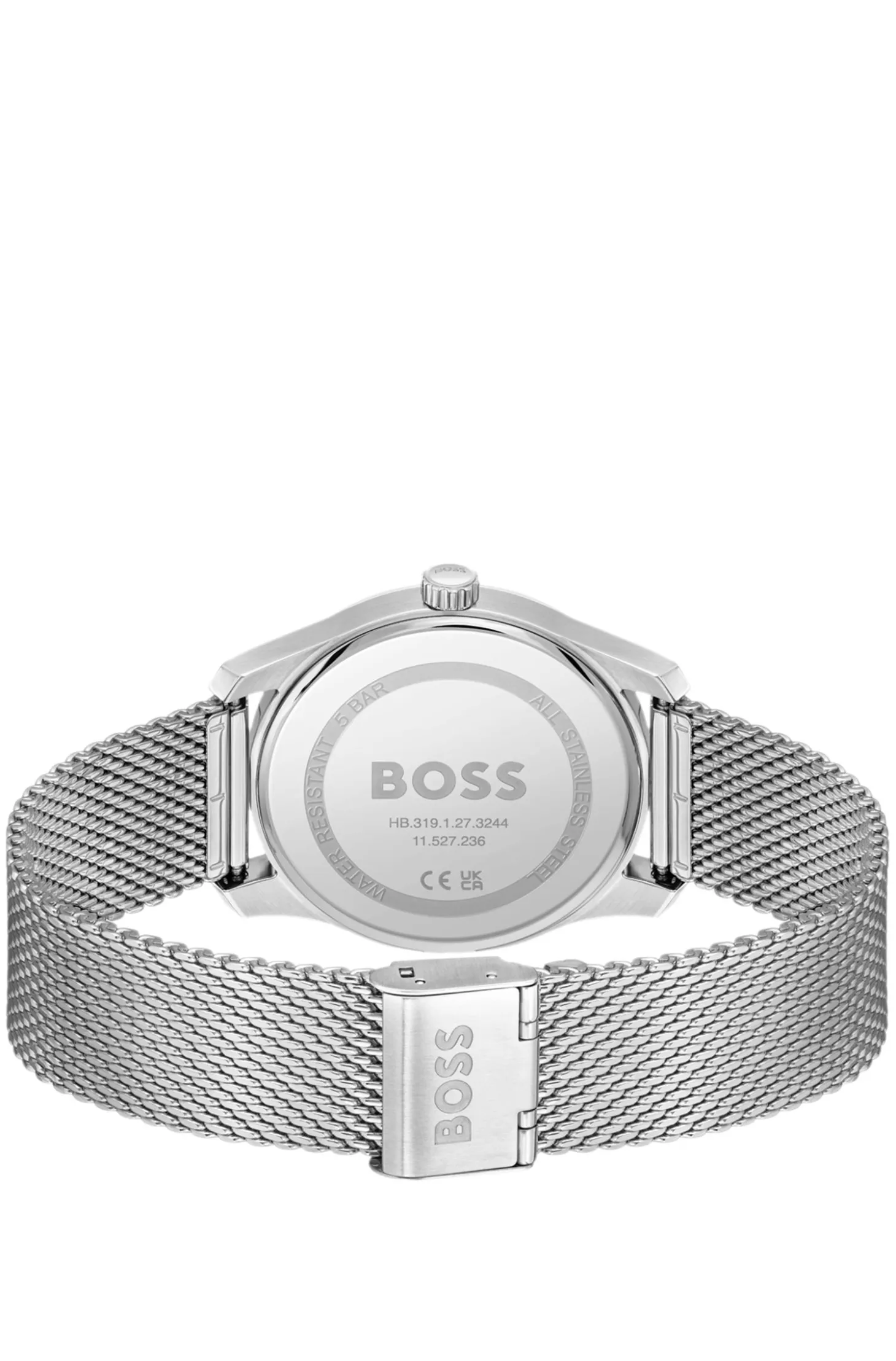 Blue-dial watch with mesh bracelet