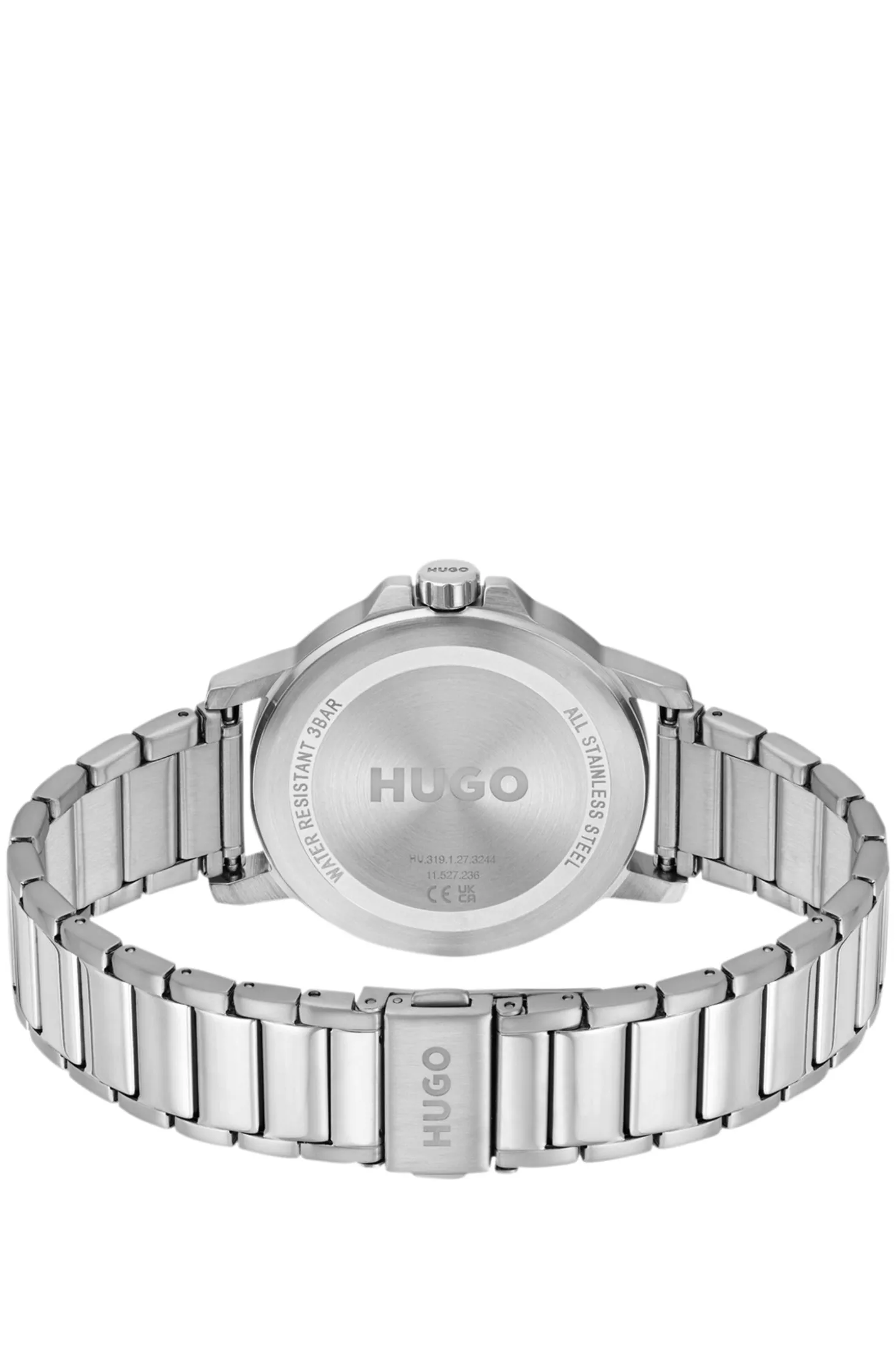 Blue-dial watch with steel bracelet