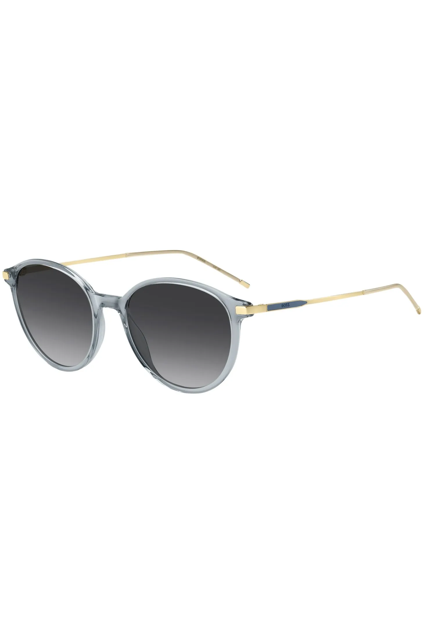 Blue-grey sunglasses with gold-tone temples