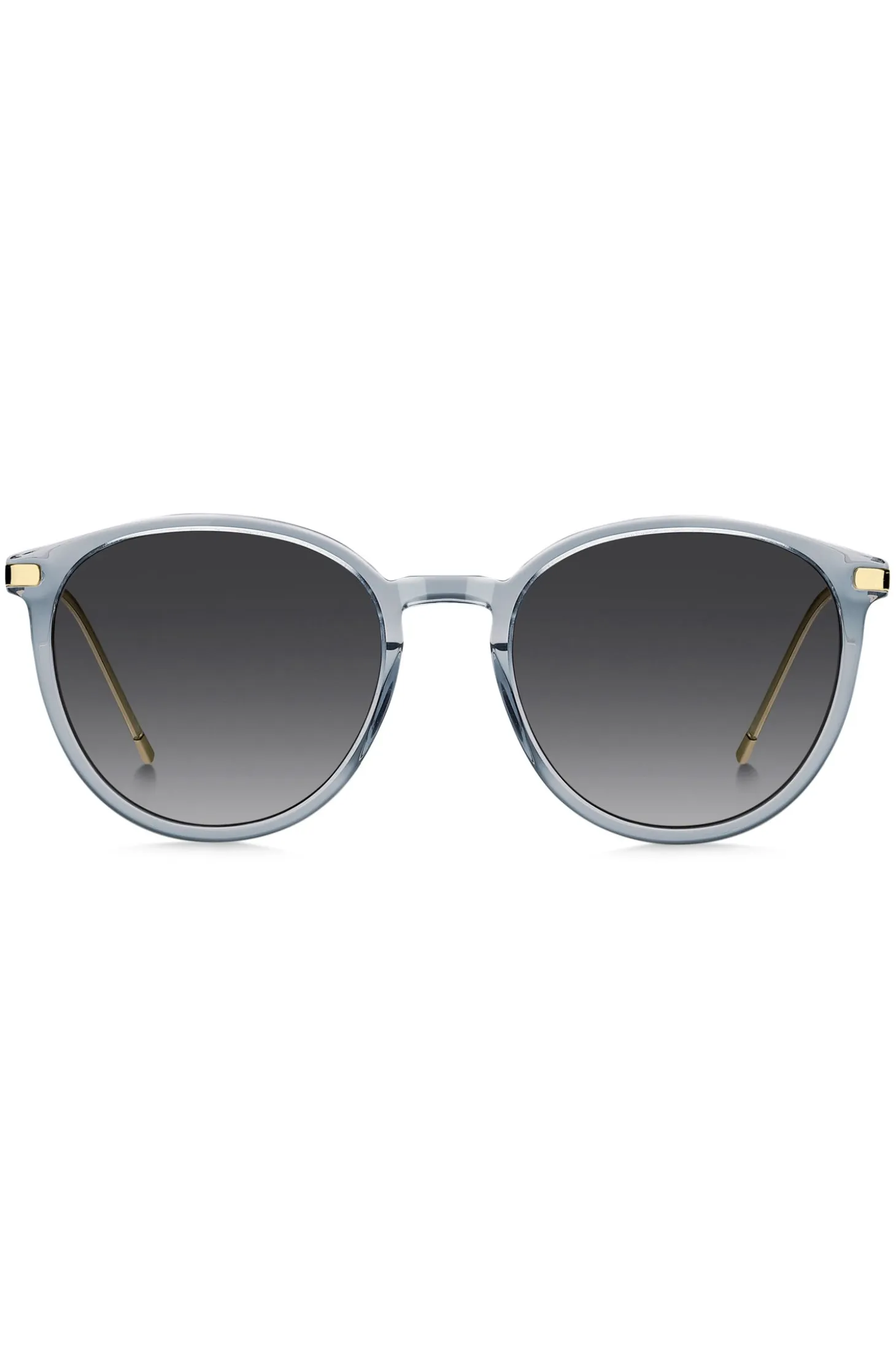 Blue-grey sunglasses with gold-tone temples