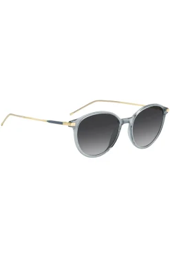Blue-grey sunglasses with gold-tone temples