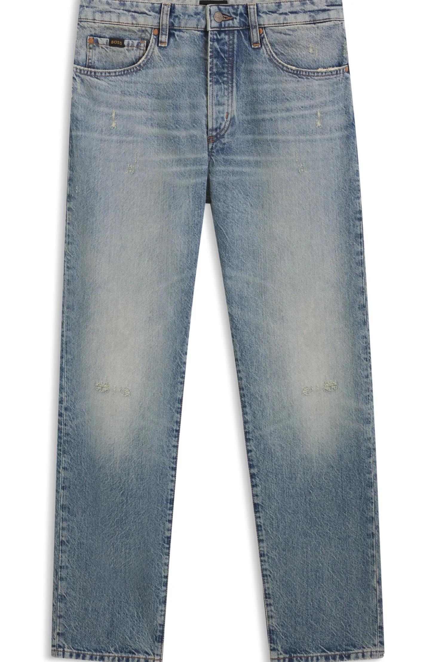 Blue jeans in stonewashed Japanese denim