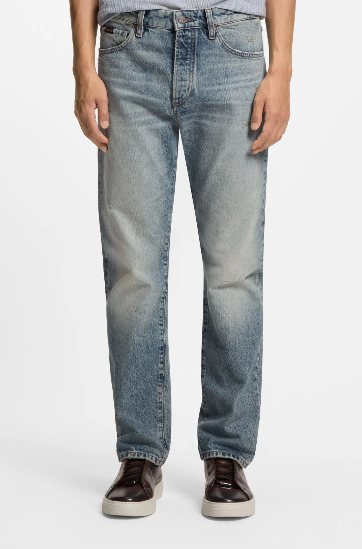 Blue jeans in stonewashed Japanese denim