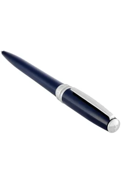 Blue-lacquered ballpoint pen in brass