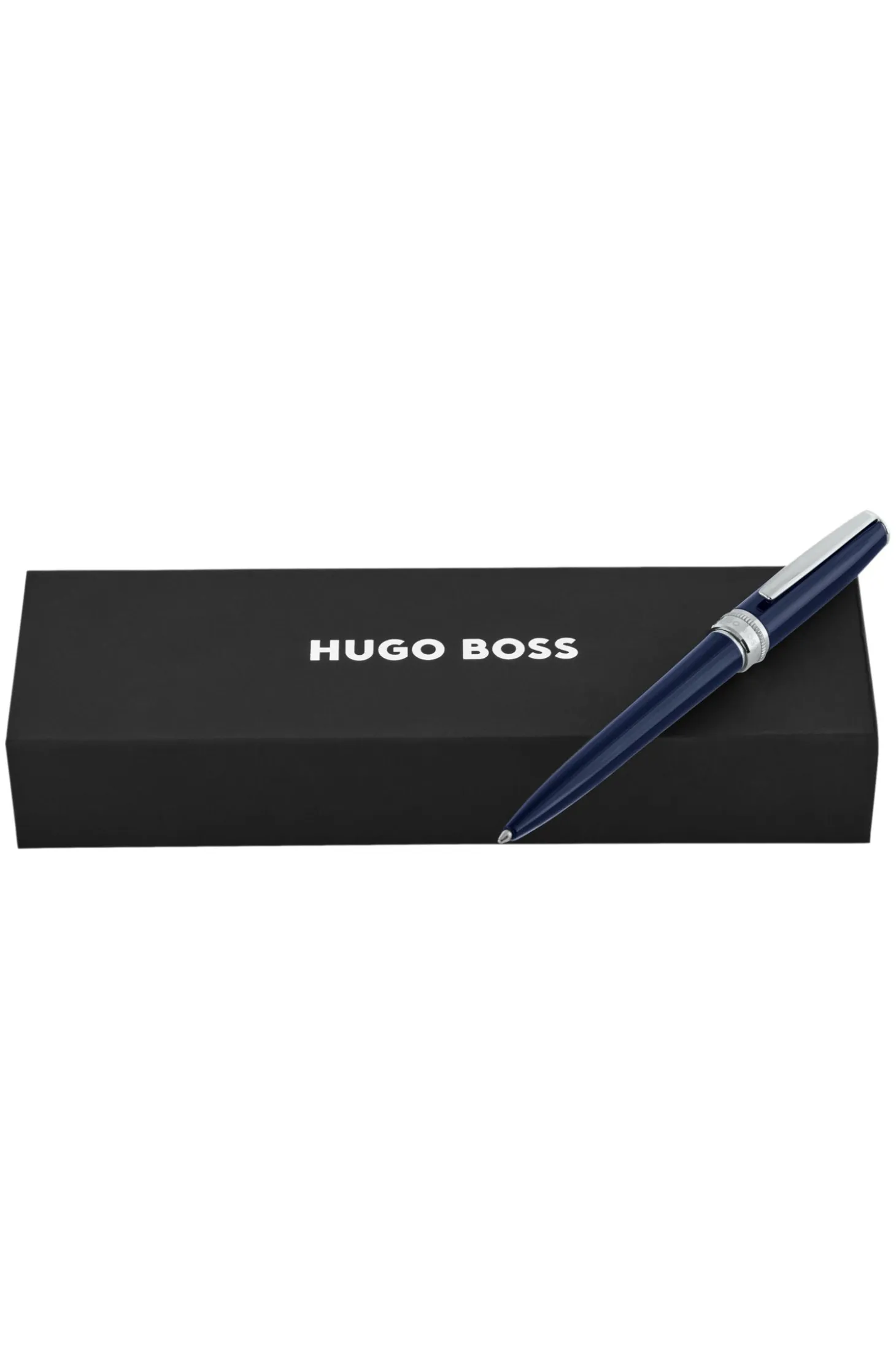 Blue-lacquered ballpoint pen in brass