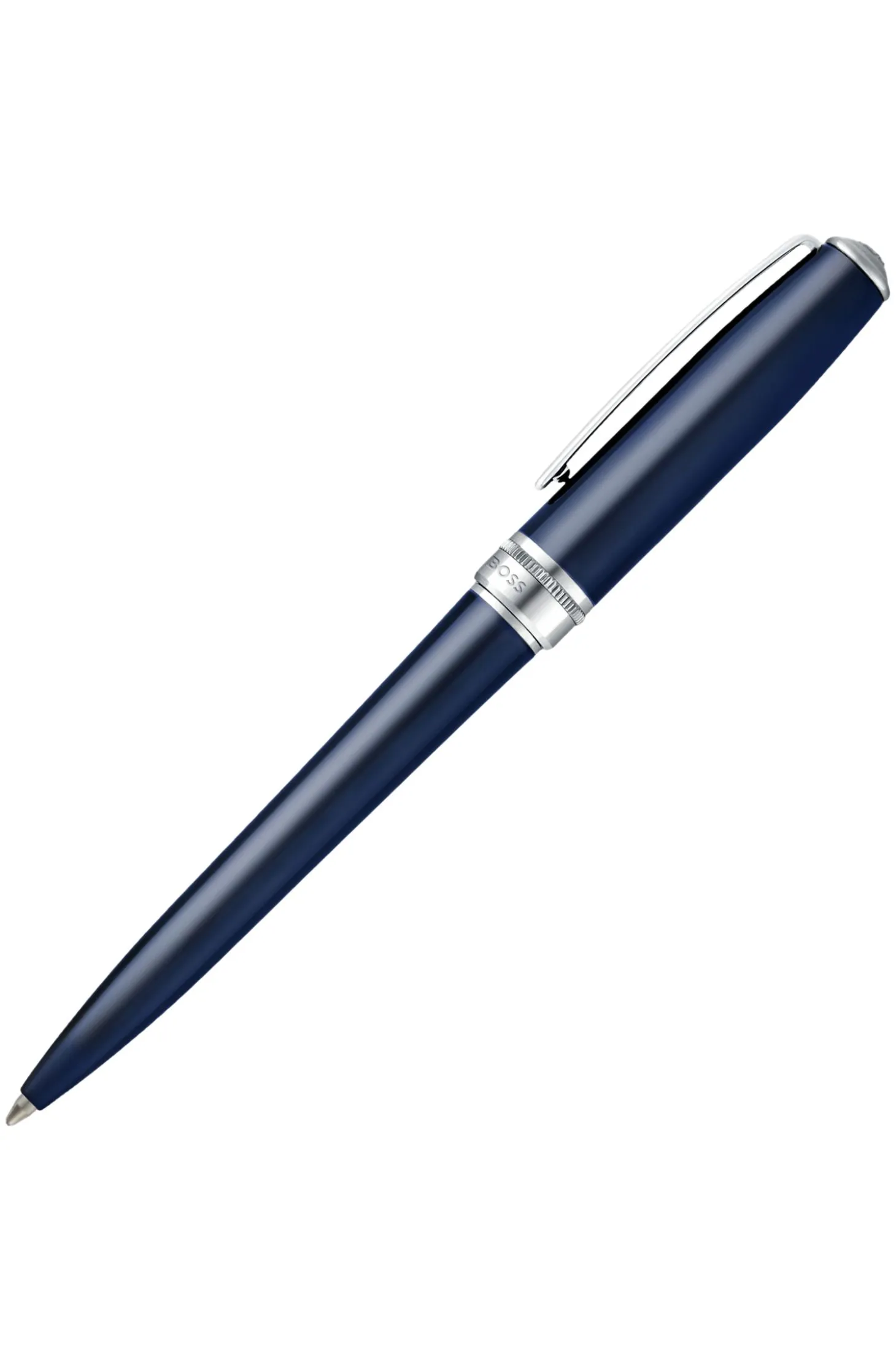 Blue-lacquered ballpoint pen in brass