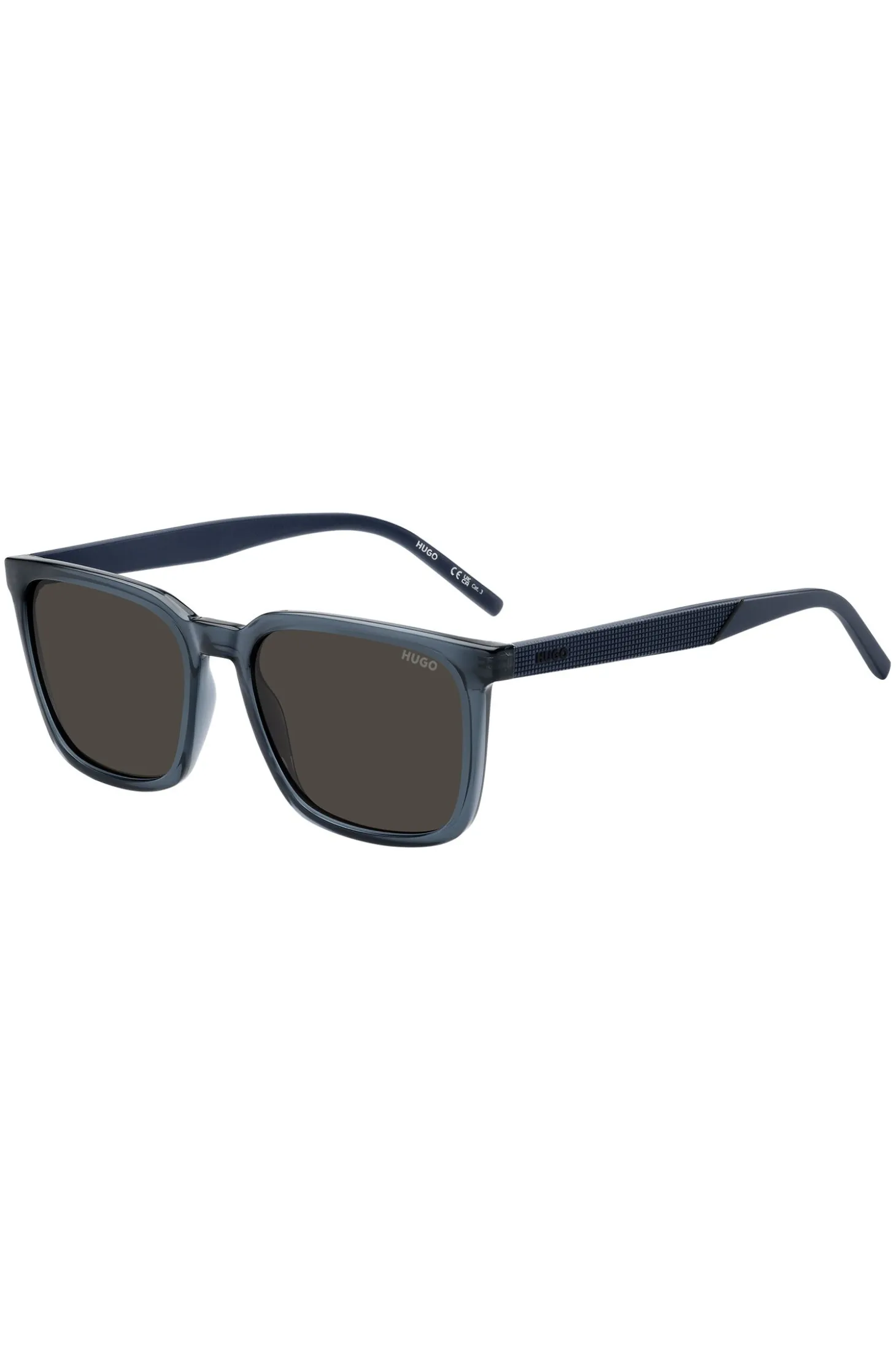 Blue sunglasses with textured temples