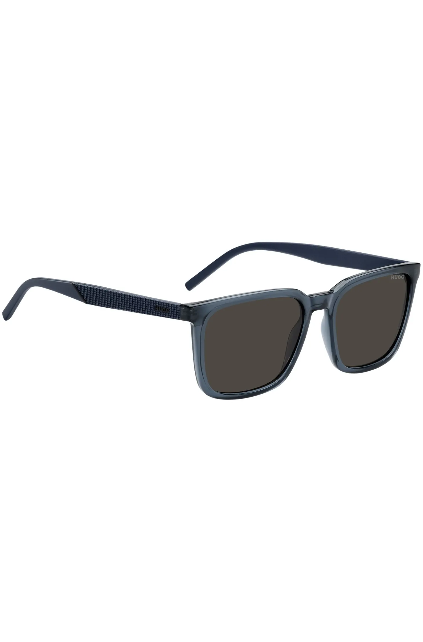 Blue sunglasses with textured temples