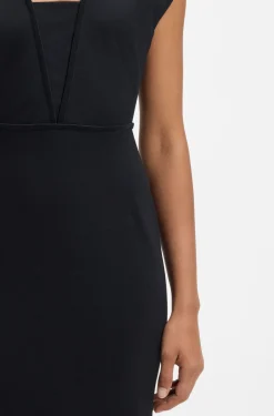 Bodycon dress with grosgrain trims