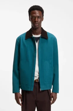 BOSS BY BECKHAM cotton jacket with contrast collar