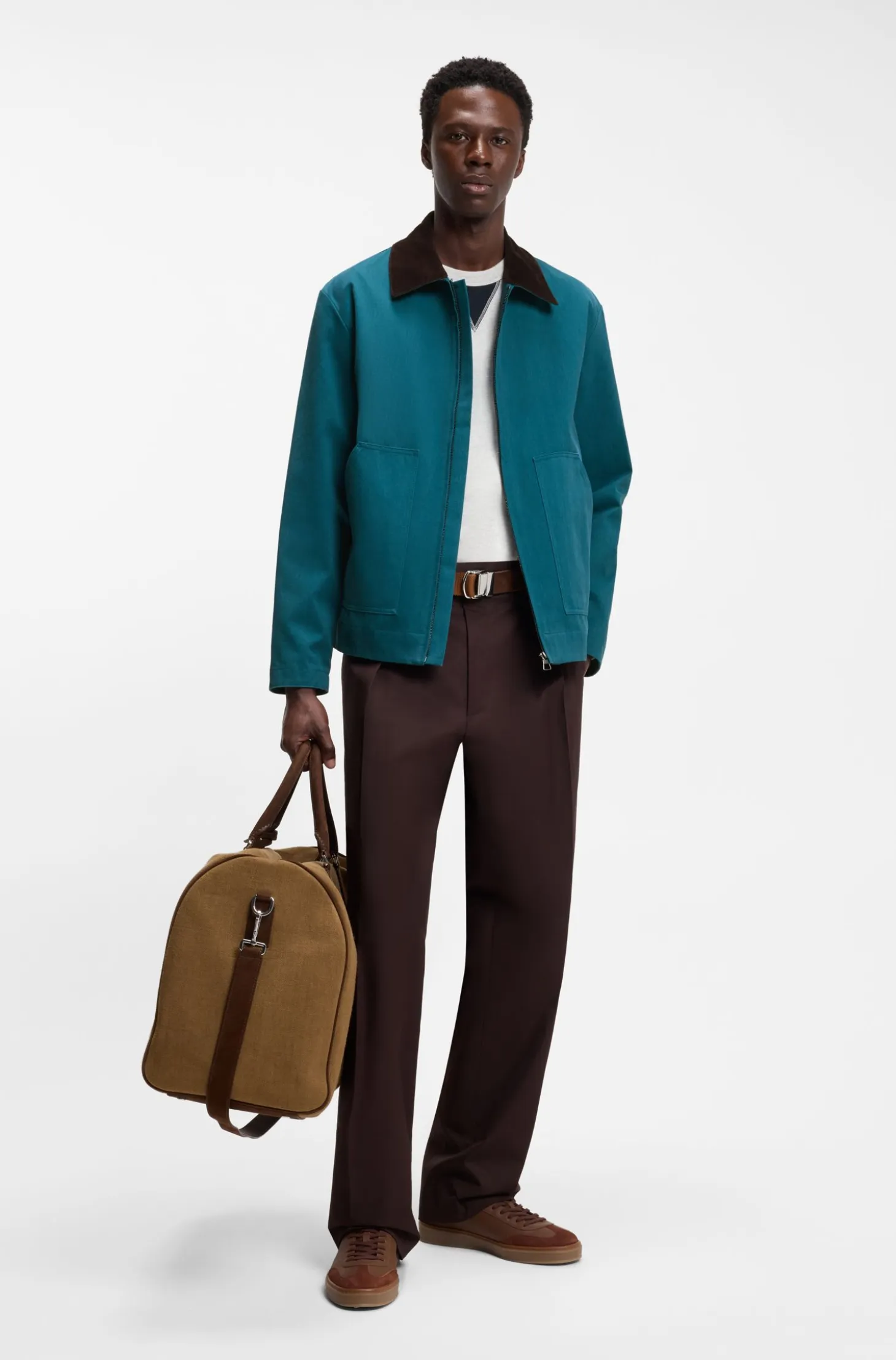 BOSS BY BECKHAM cotton jacket with contrast collar