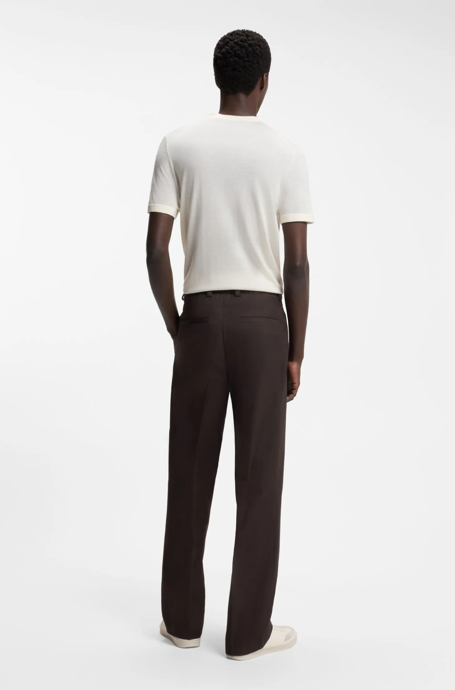 BOSS BY BECKHAM pleat-front trousers in cotton