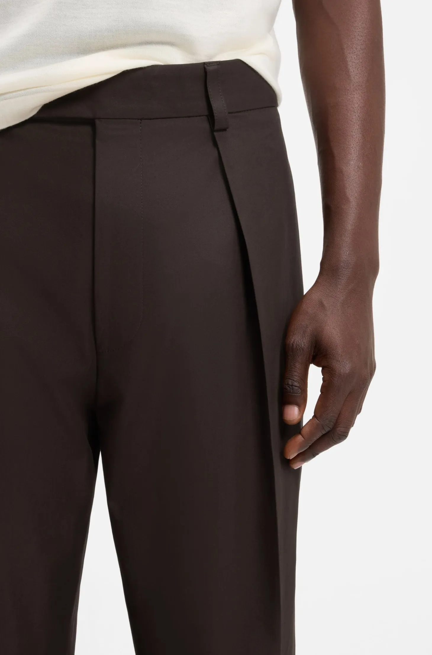 BOSS BY BECKHAM pleat-front trousers in cotton