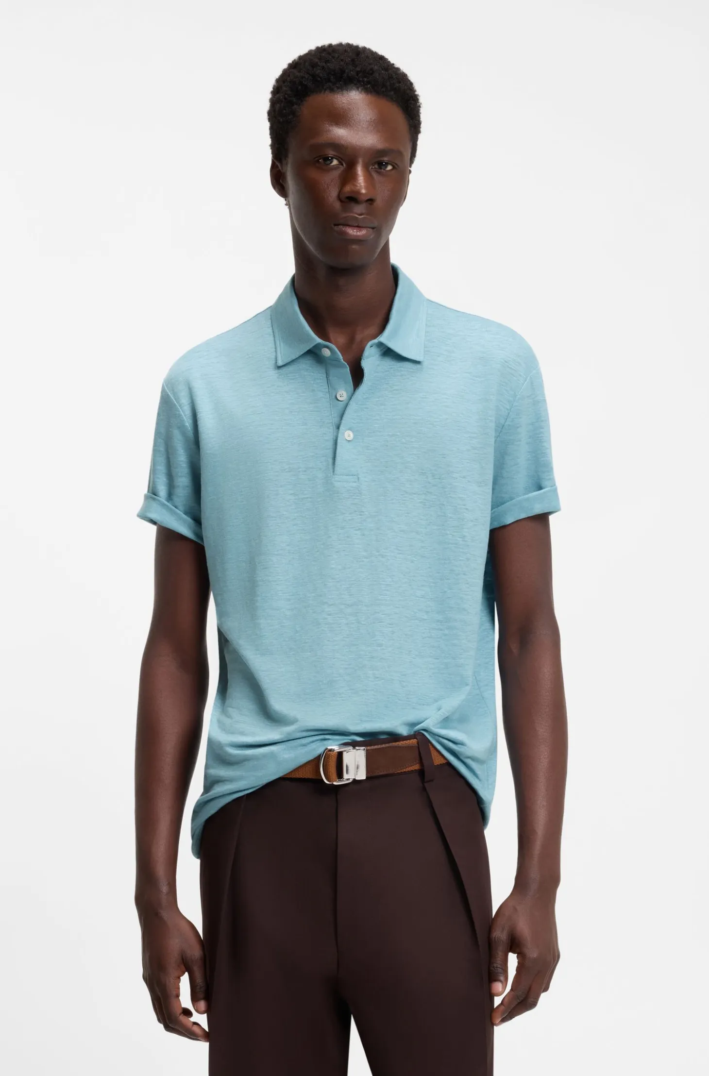 BOSS BY BECKHAM polo shirt in linen
