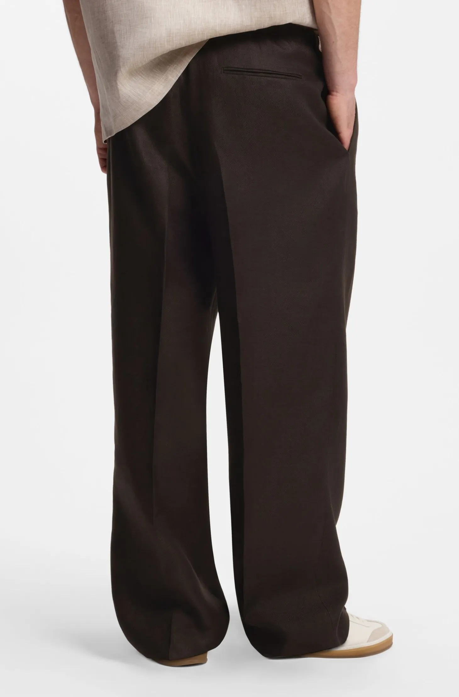 BOSS BY BECKHAM relaxed-fit linen trousers