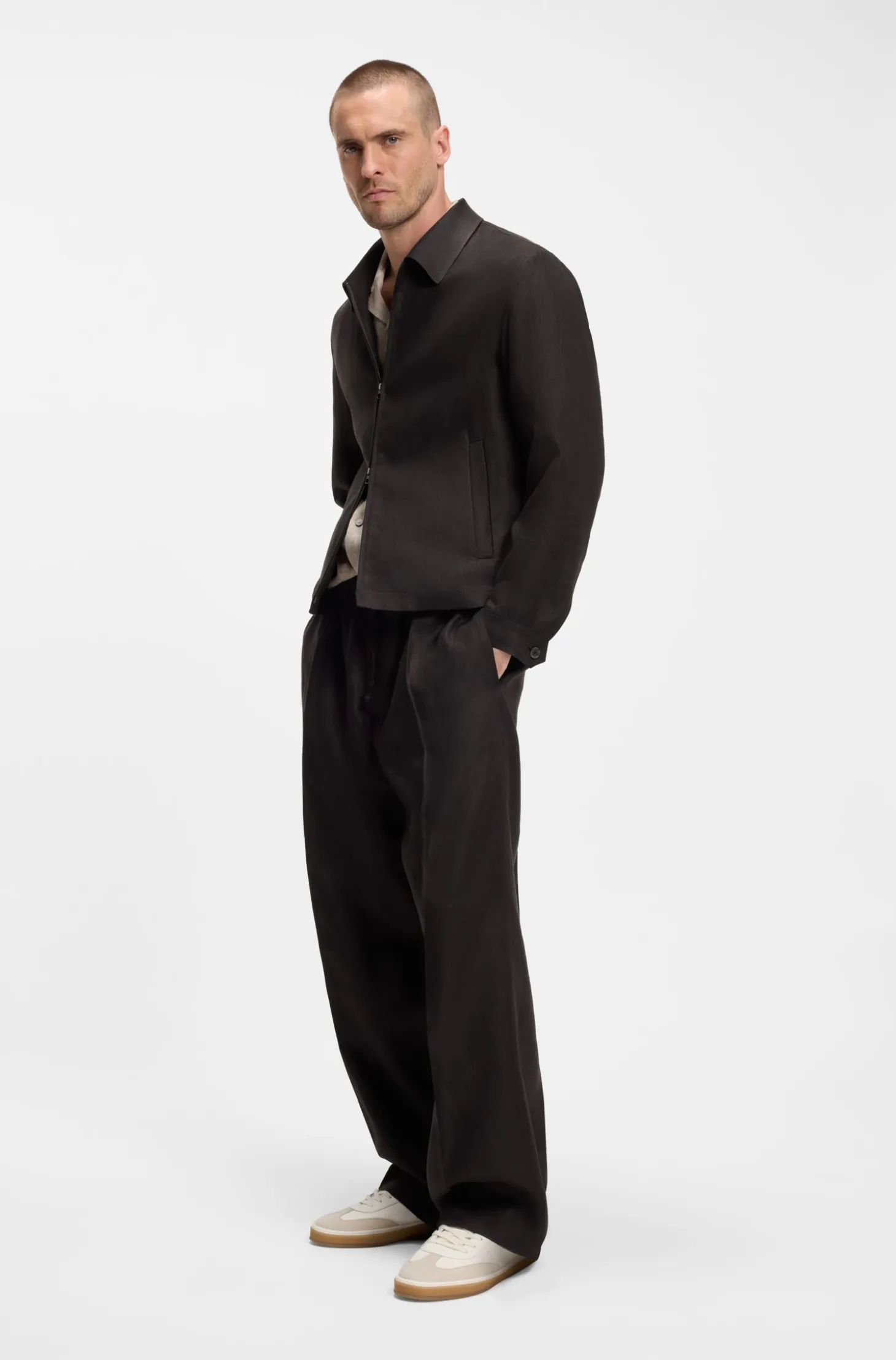 BOSS BY BECKHAM relaxed-fit linen jacket