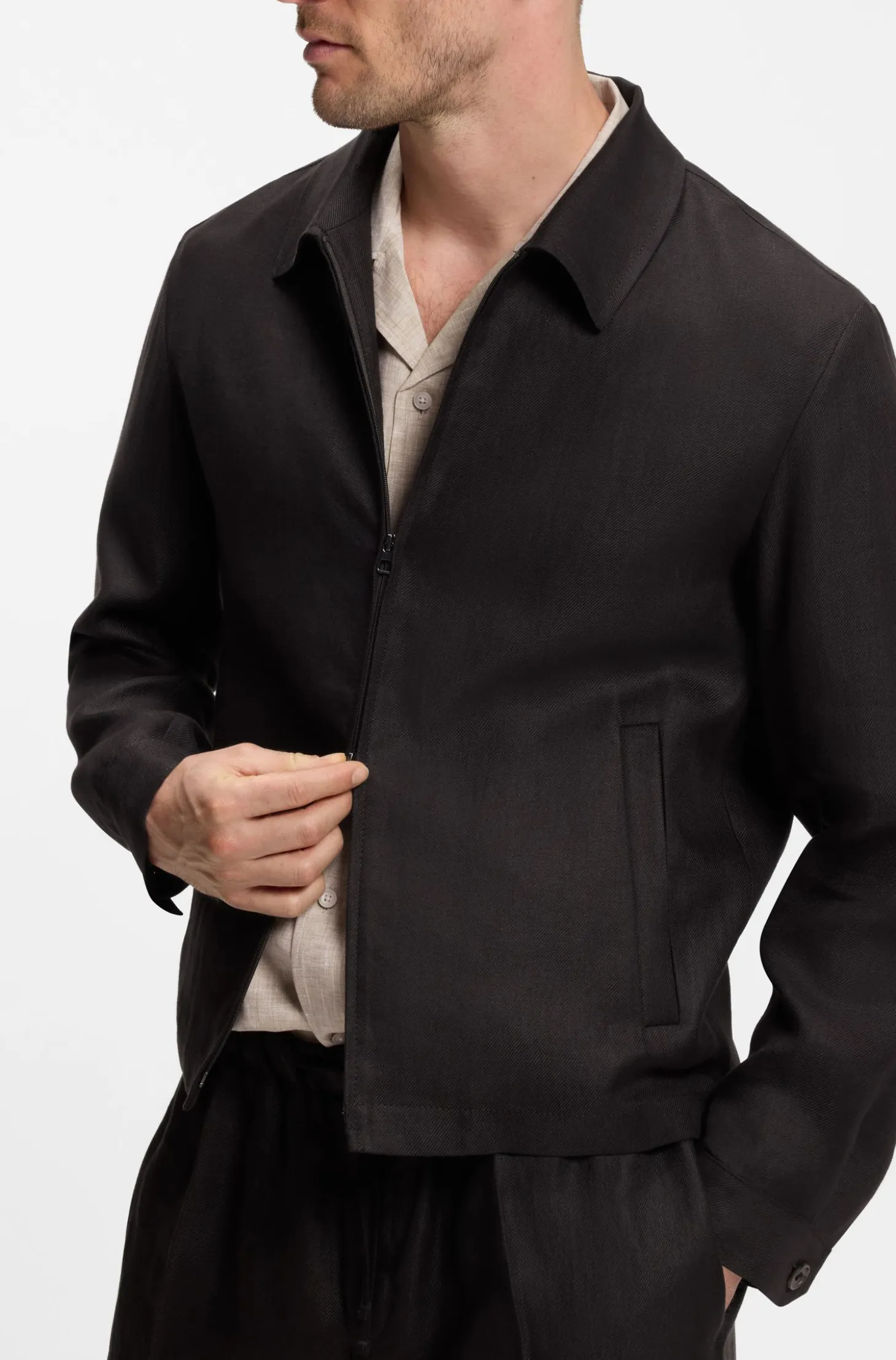 BOSS BY BECKHAM relaxed-fit linen jacket