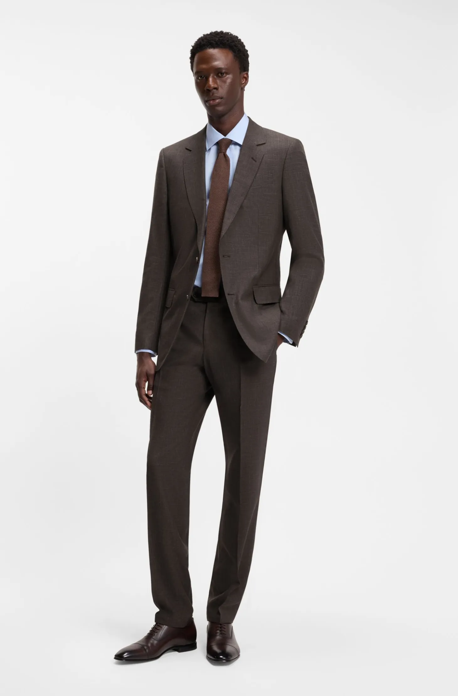 BOSS BY BECKHAM wool-blend slim-fit suit trousers