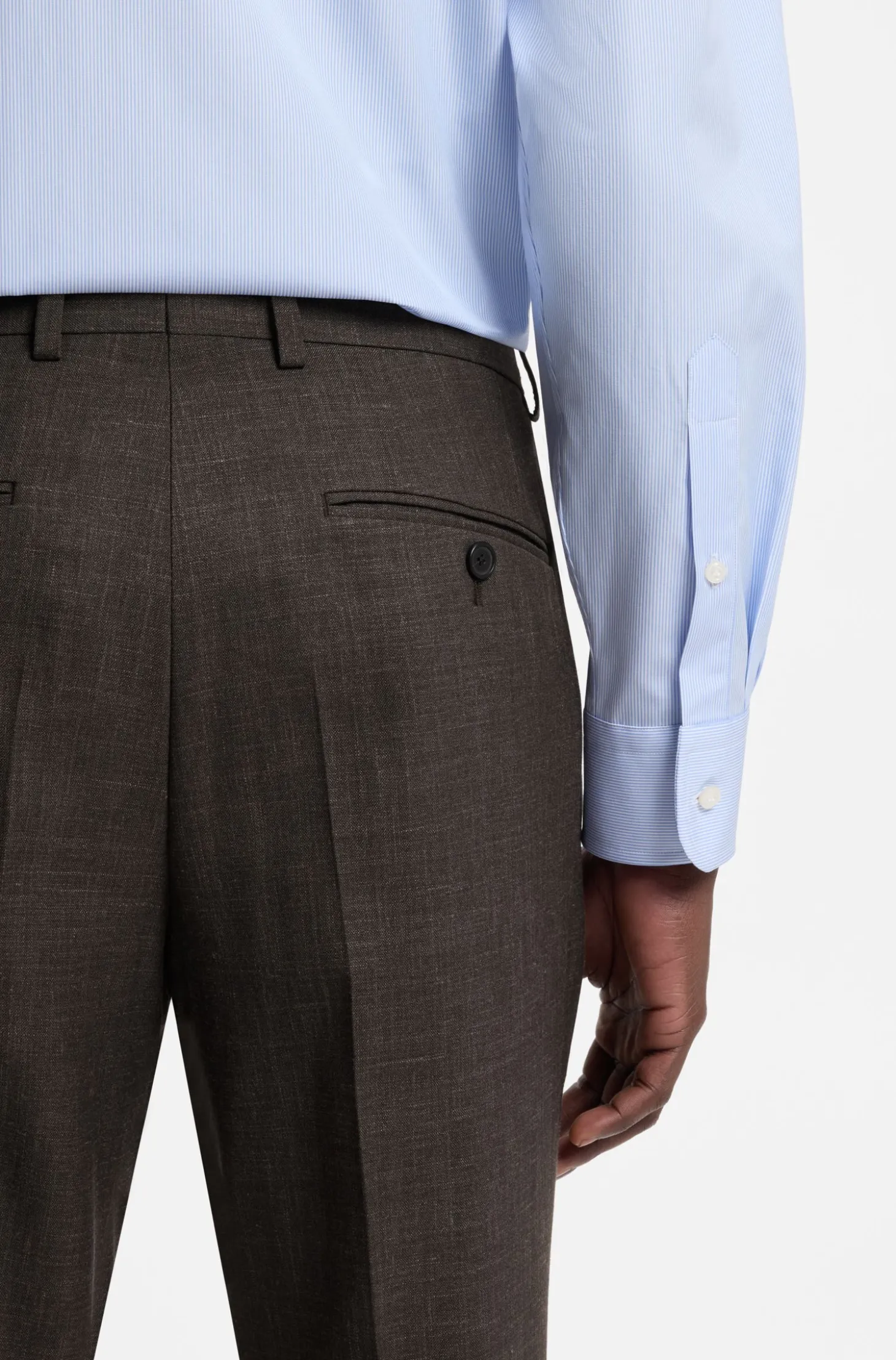 BOSS BY BECKHAM wool-blend slim-fit suit trousers