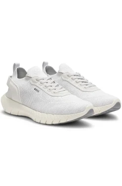 BOSS-MOTION trainers with knitted uppers and leather trims