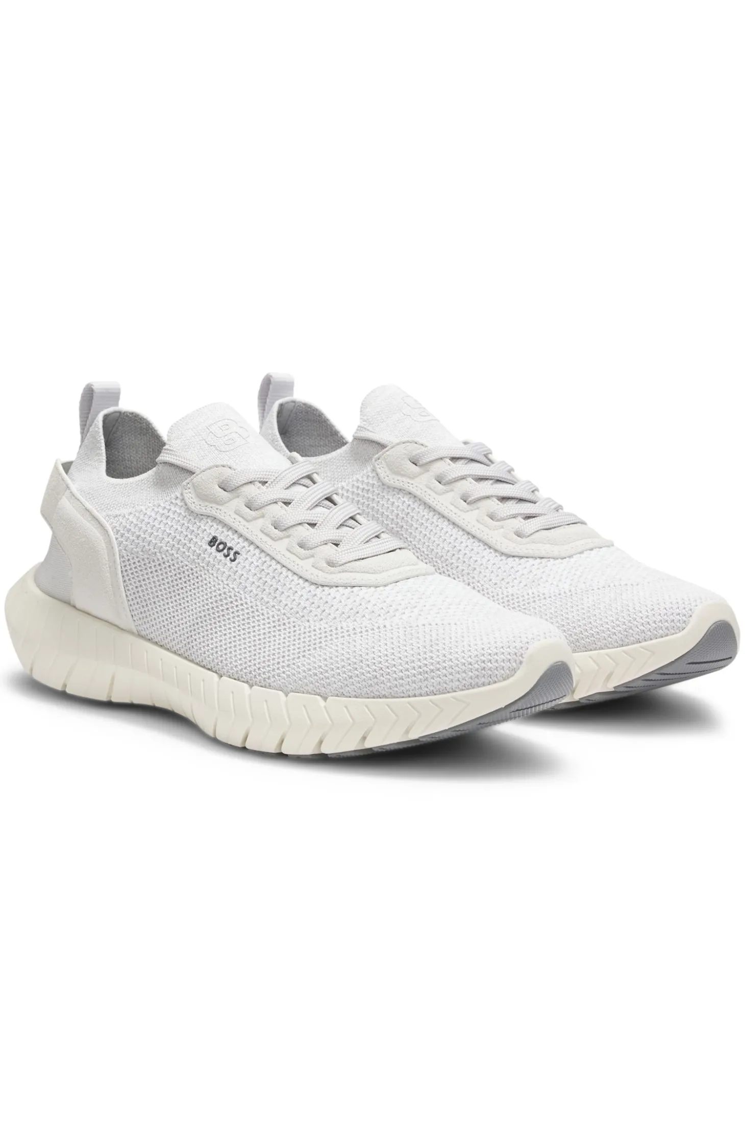 BOSS-MOTION trainers with knitted uppers and leather trims