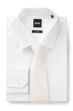 BOSS ONE Jacquard-structured tie in linen and silk