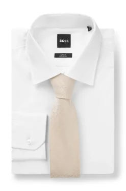 BOSS ONE Jacquard-structured tie in linen and silk