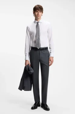 BOSS ONE Regular-fit trousers in virgin-wool serge